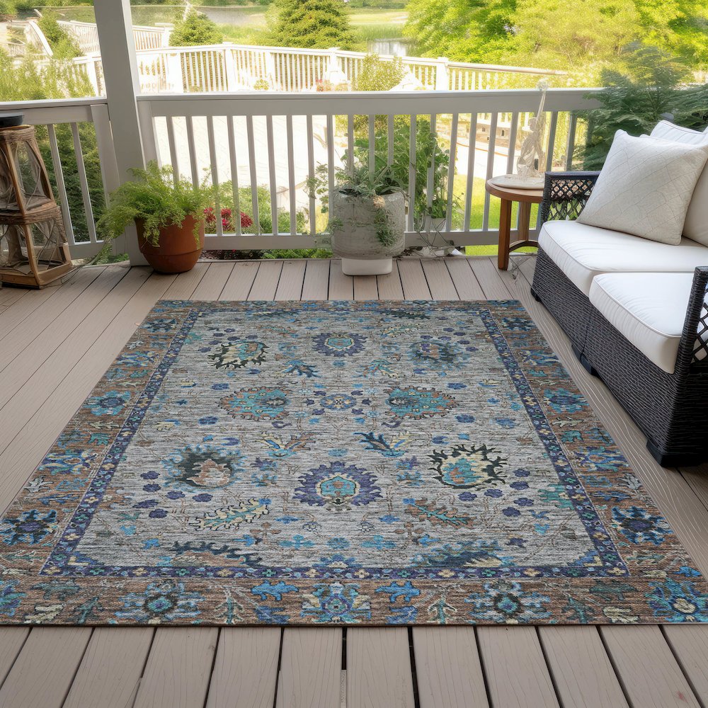 Machine Washable Indoor/Outdoor Chantille ACN2104 Pewter 9' x 12' Rug
