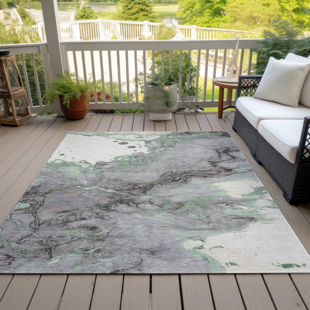 Machine Washable Indoor/Outdoor Chantille ACN2110 Green 9' x 12' Rug