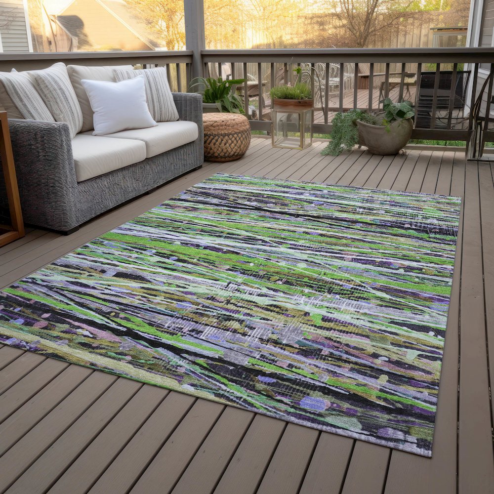 Machine Washable Indoor/Outdoor Chantille ACN2125 Green 9' x 12' Rug