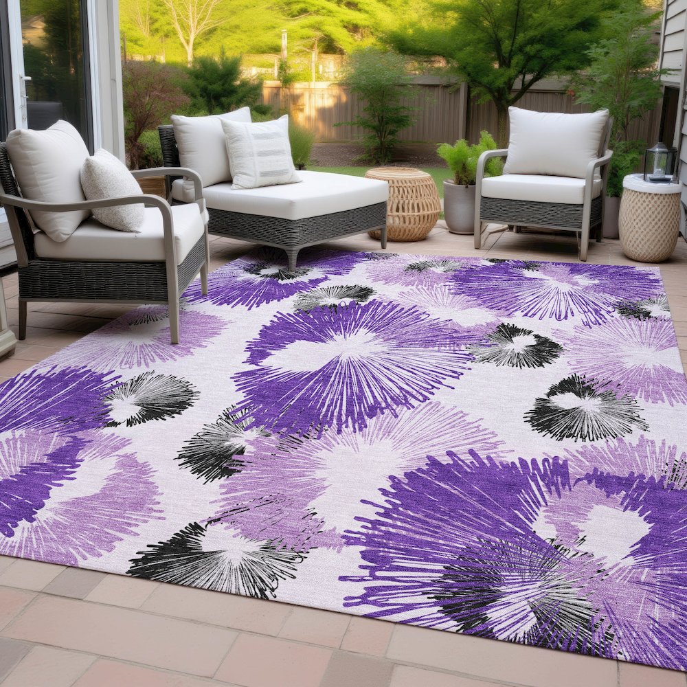 Machine Washable Indoor/Outdoor Chantille ACN2132 Purple 9' x 12' Rug