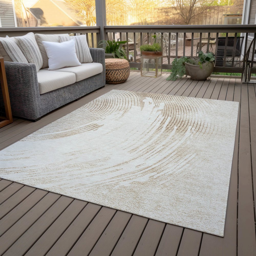 Machine Washable Indoor/Outdoor Chantille ACN2133 Brown 9' x 12' Rug