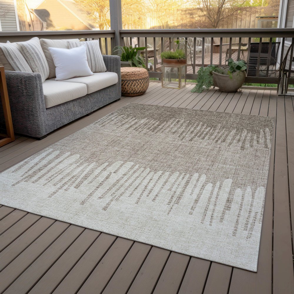 Machine Washable Indoor/Outdoor Chantille ACN2135 Brown 9' x 12' Rug