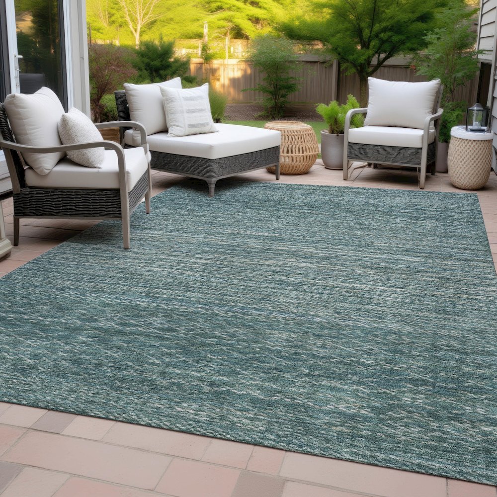 Machine Washable Indoor/Outdoor Chantille ACN2150 Teal 9' x 12' Rug