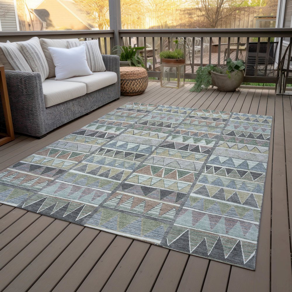 Machine Washable Indoor/Outdoor Chantille ACN2205 Gray 9' x 12' Rug