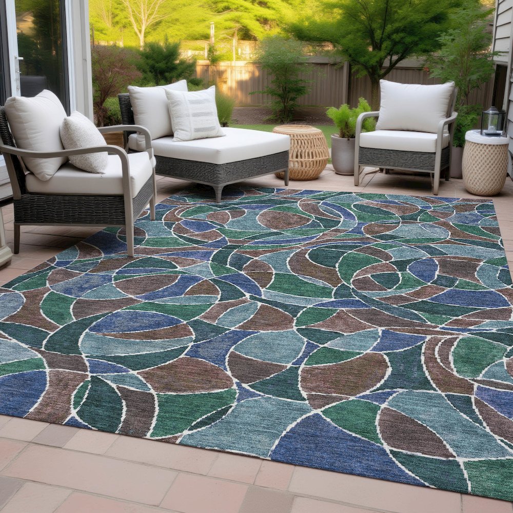 Machine Washable Indoor/Outdoor Chantille ACN2208 Blue 9' x 12' Rug