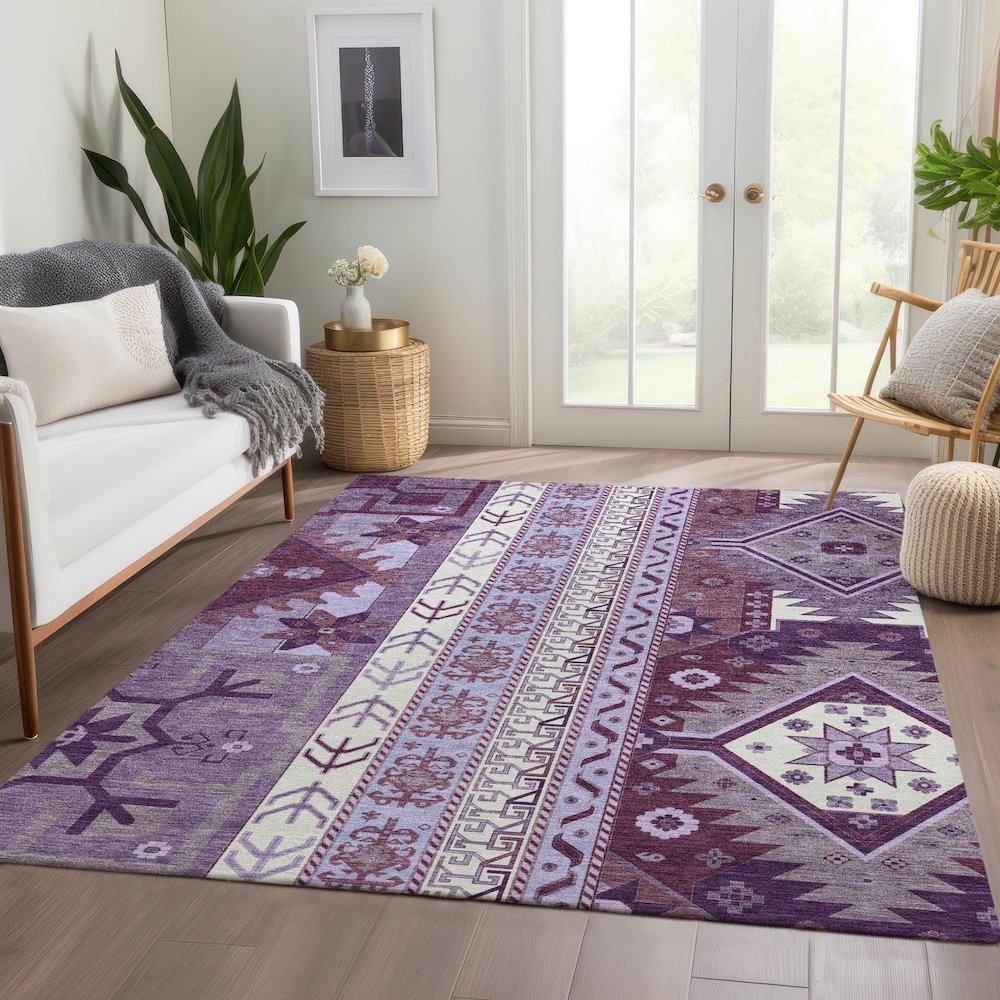 Premium Machine Washable Mayfield AMF1015 Purple 9' x 12' Rug