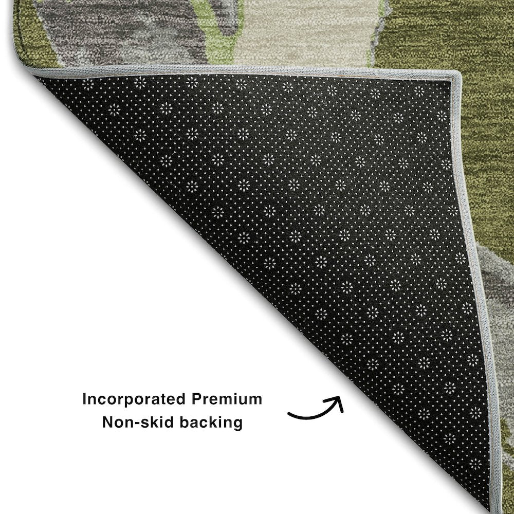 Premium Machine Washable Mayfield AMF1022 Olive 5' x 7'6" Rug