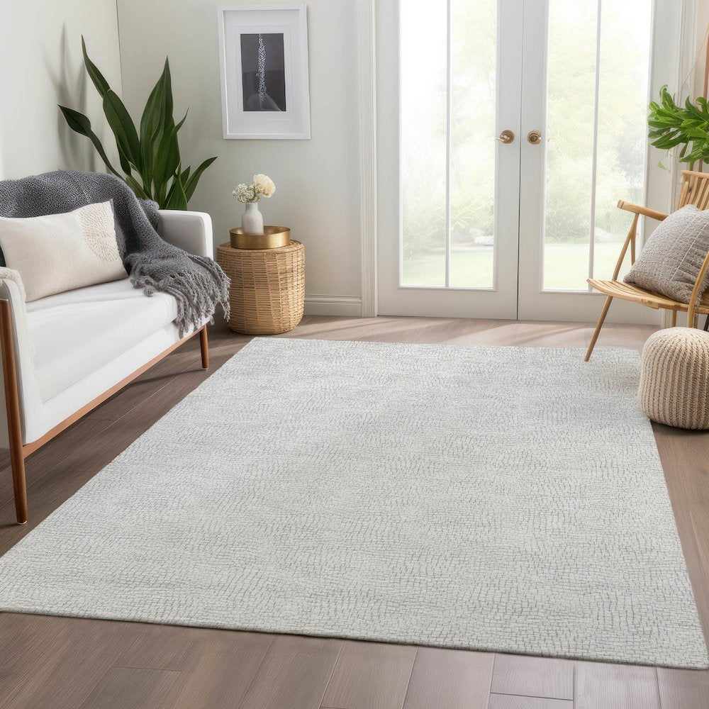 Premium Machine Washable Mayfield AMF1058 Silver 9' x 12' Rug
