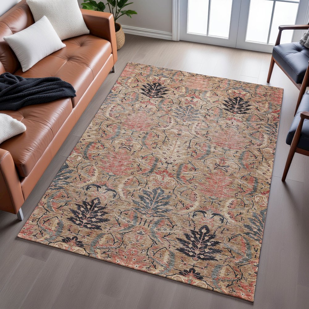 Premium Machine Washable Mayfield AMF1082 Khaki 9' x 12' Rug