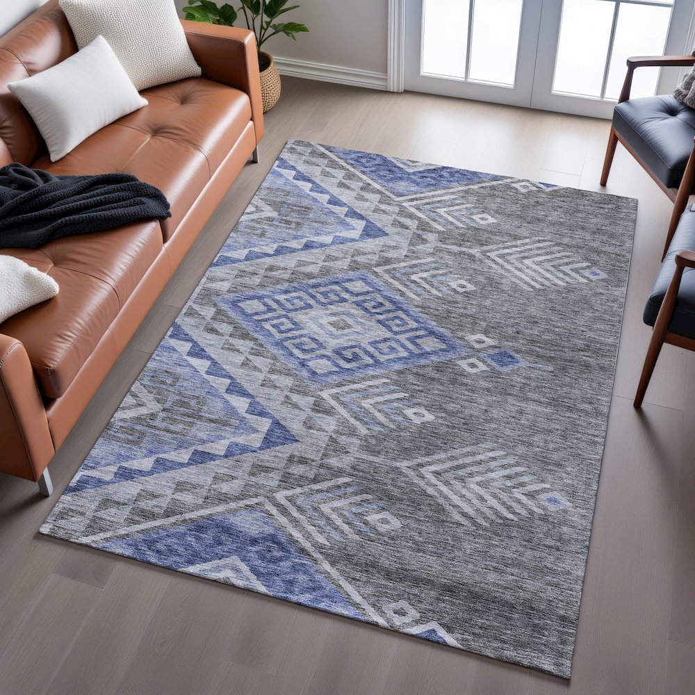 Premium Machine Washable Mayfield AMF1091 Pewter 9' x 12' Rug