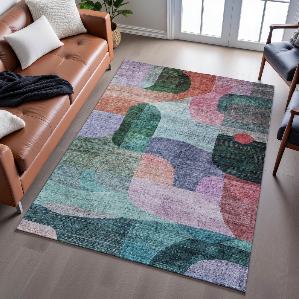 Premium Machine Washable Mayfield AMF1115 Green 9' x 12' Rug
