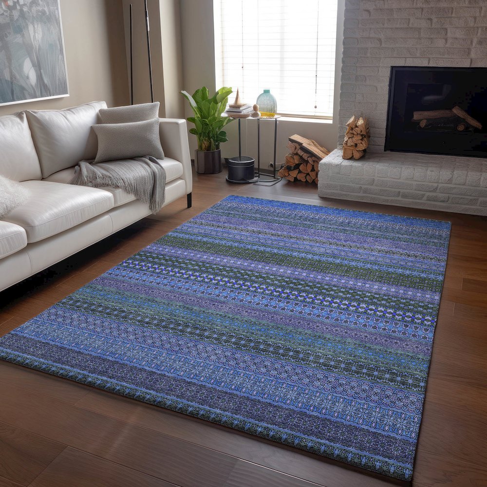 Premium Machine Washable Mayfield Blue 9' x 12' Rug