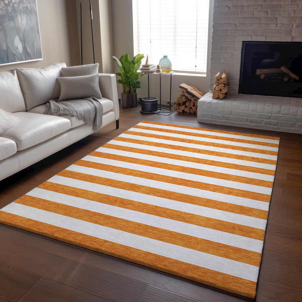 Premium Machine Washable Mayfield Orange 9' x 12' Rug