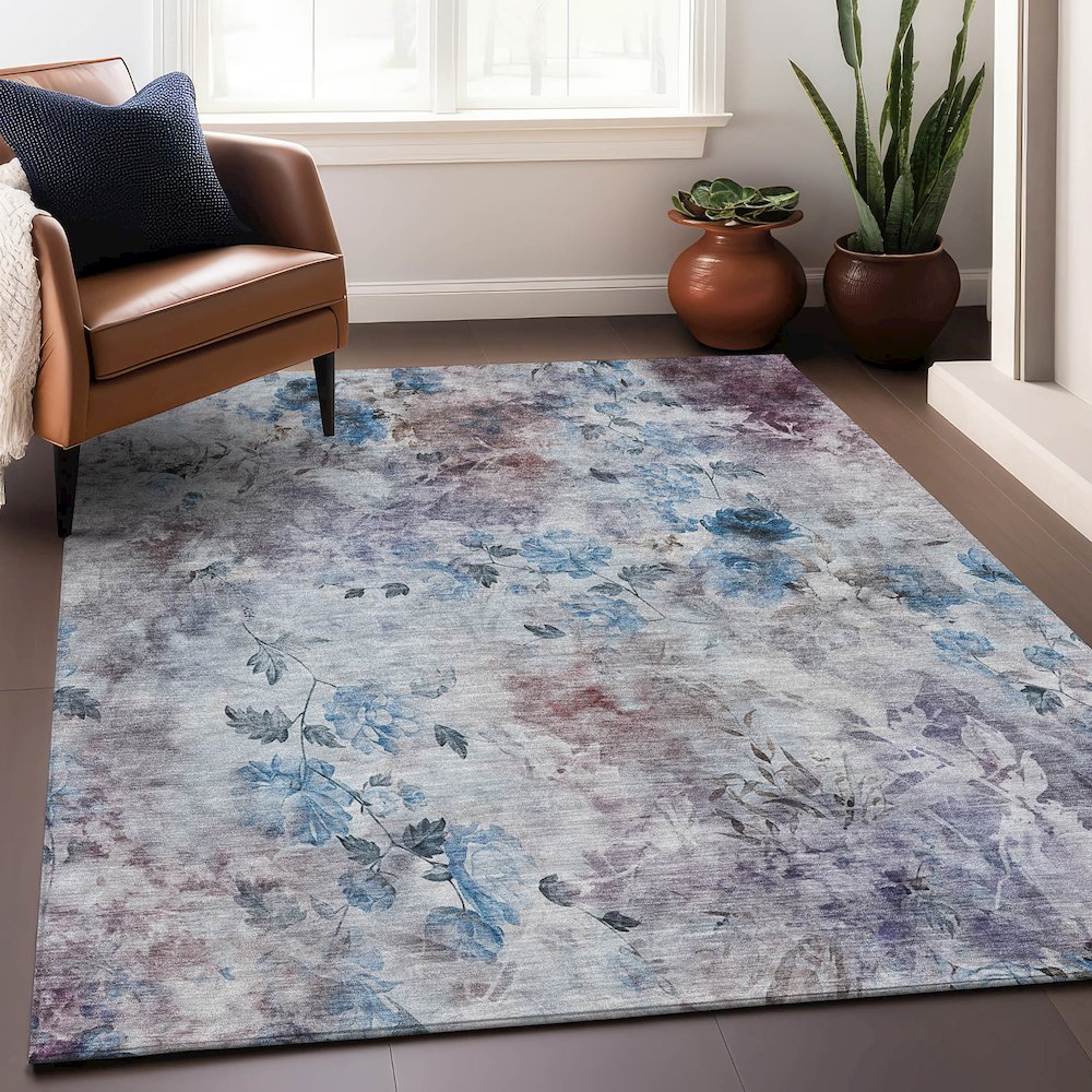 Premium Machine Washable Mayfield AMF724 Blue 9' x 12' Rug