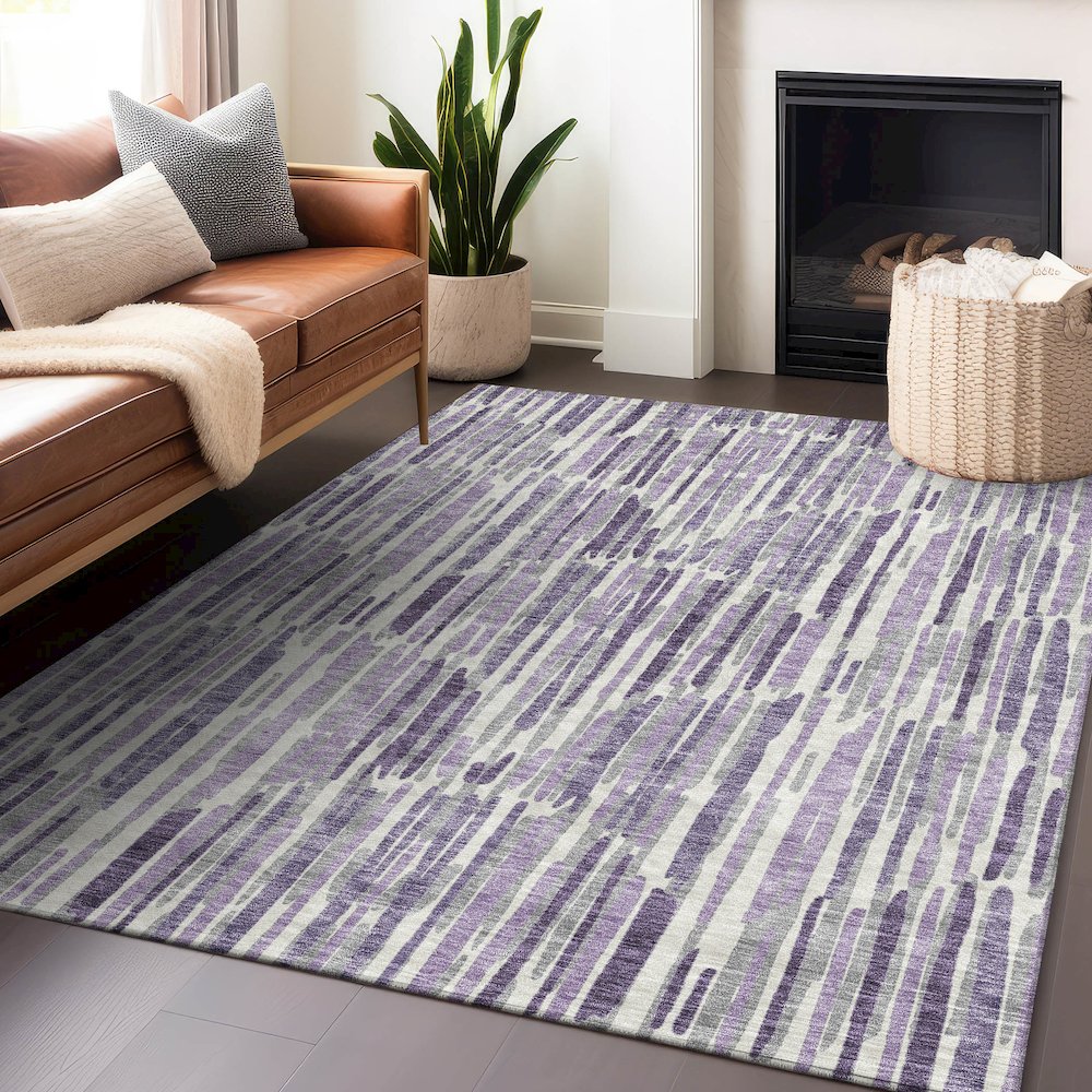 Premium Machine Washable Mayfield AMF739 Purple 9' x 12' Rug