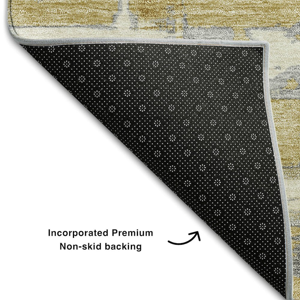 Premium Machine Washable Mayfield AMF745 Gold 5' x 7'6" Rug