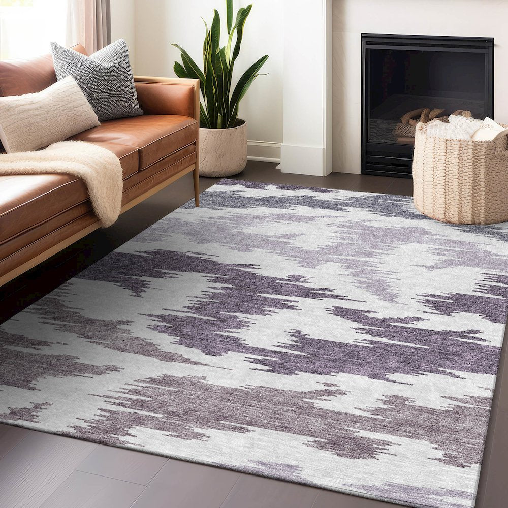 Premium Machine Washable Mayfield AMF746 Purple 9' x 12' Rug