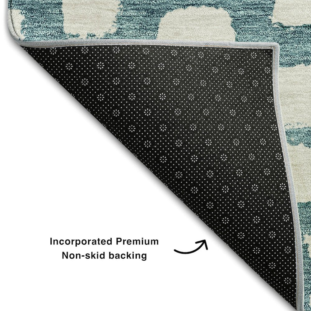 Premium Machine Washable Mayfield AMF754 Teal 5' x 7'6" Rug