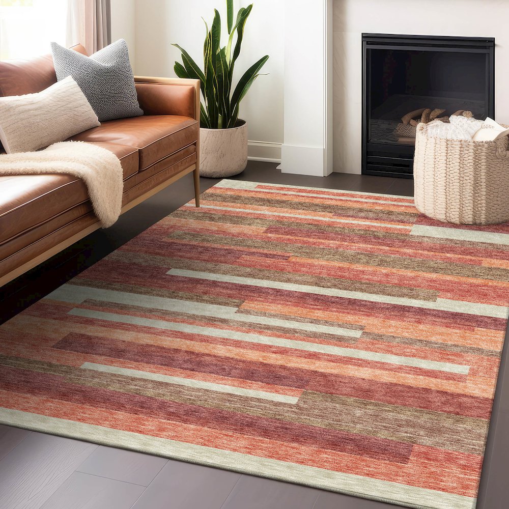 Premium Machine Washable Mayfield AMF766 Coral 9' x 12' Rug