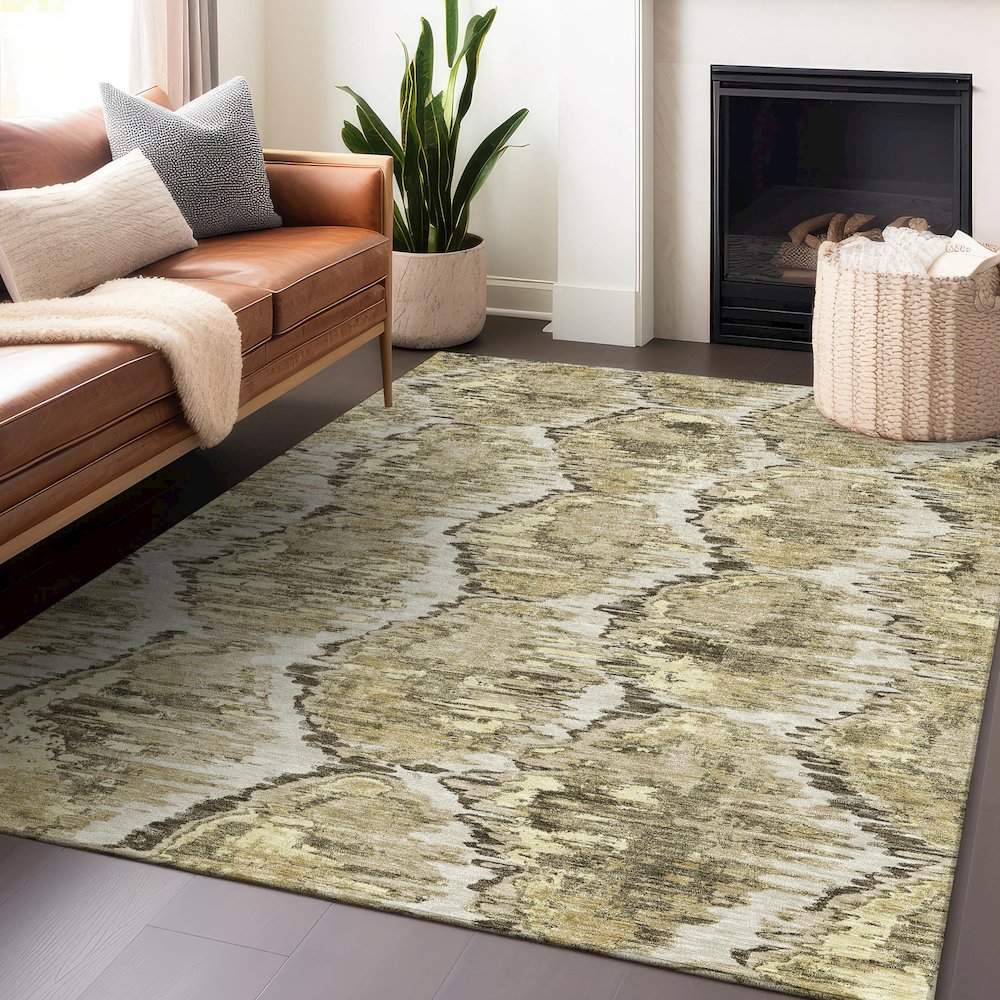 Premium Machine Washable Mayfield AMF767 Taupe 9' x 12' Rug