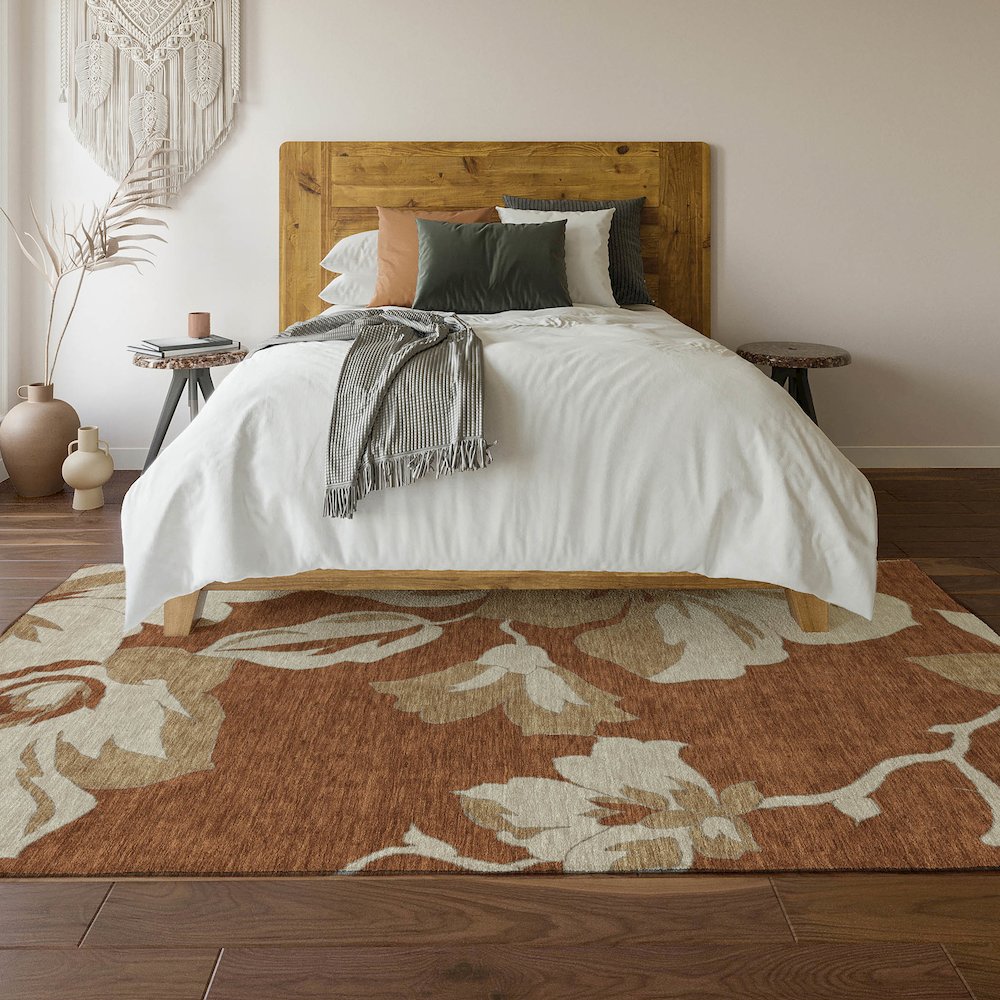 Premium Machine Washable Mayfield AMF857 Terracotta 9' x 12' Rug