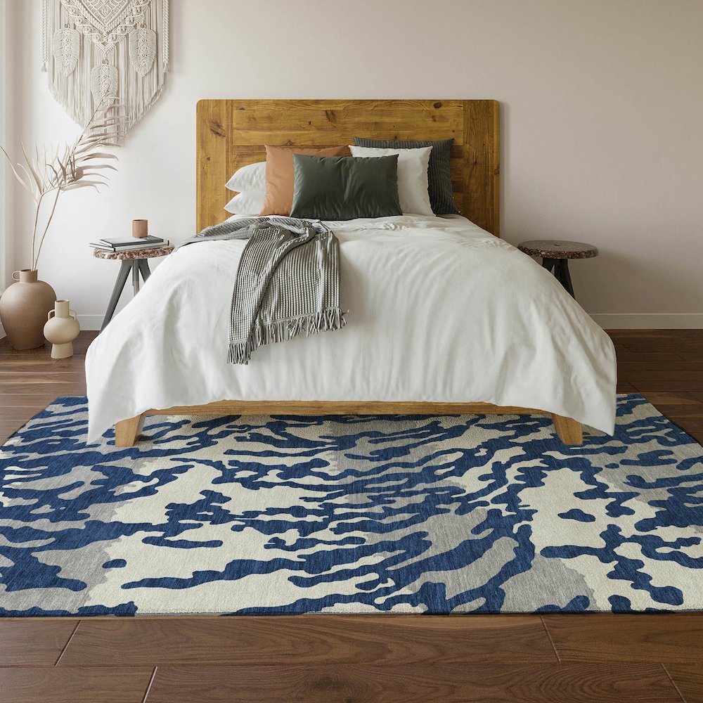 Premium Machine Washable Mayfield AMF873 Navy 9' x 12' Rug