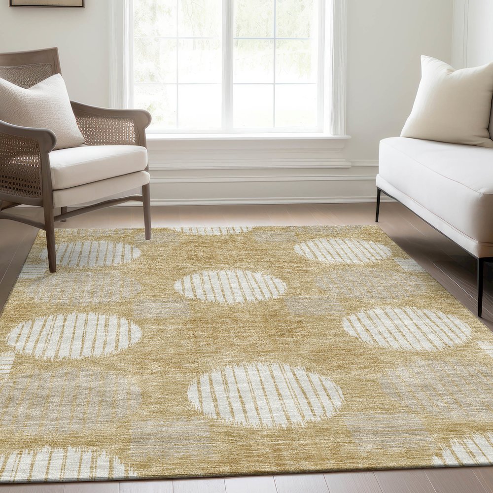 Premium Machine Washable Mayfield AMF900 Gold 9' x 12' Rug