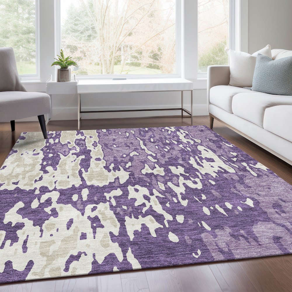 Premium Machine Washable Mayfield AMF957 Purple 9' x 12' Rug