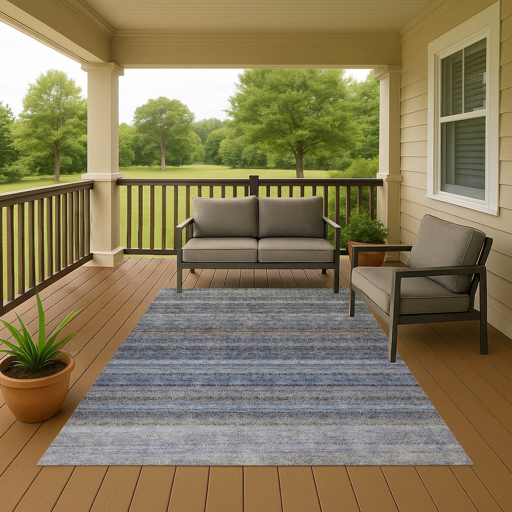 Luxury Washable Indoor/Outdoor Burano Blue 9' x 12' Rug