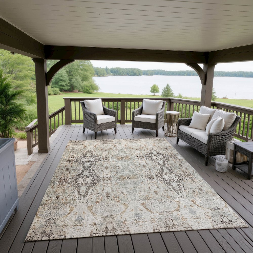 Indoor/Outdoor Karaj Linen 9' x 12' Rug