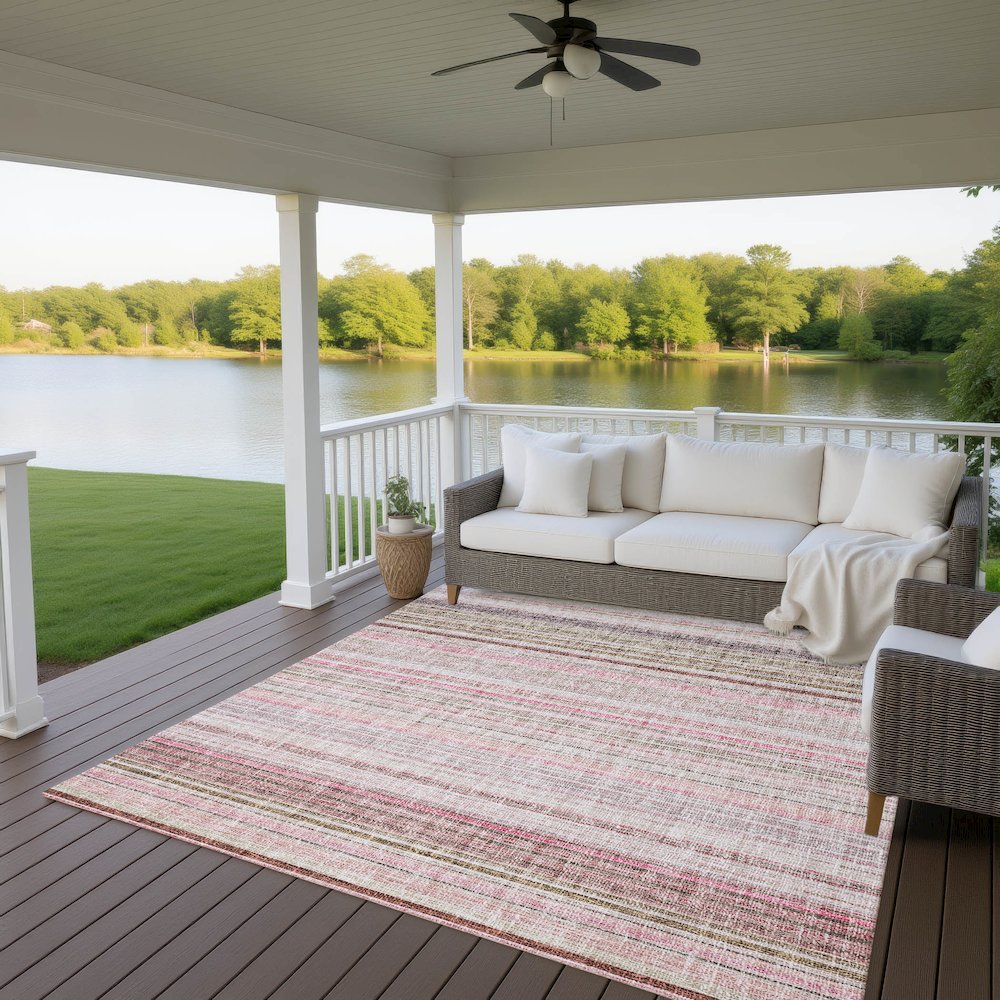 Luxury Washable Indoor/Outdoor Portico Pink 9' x 12' Rug