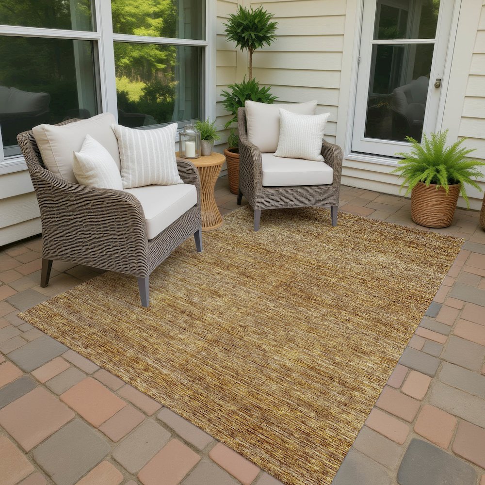 Luxury Washable Indoor/Outdoor Soft Essentials SE1 Gold 8' x 10' Rug