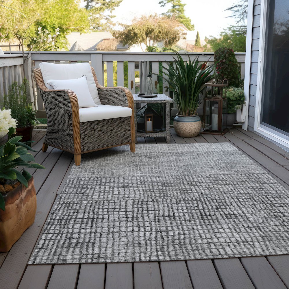 Machine Washable Indoor/Outdoor Chantille Gray 10' x 14' Rug