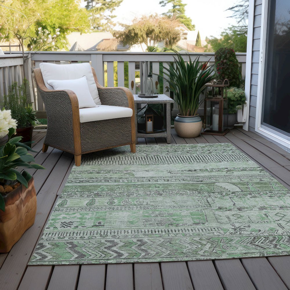 Machine Washable Indoor/Outdoor Chantille Sage 10' x 14' Rug