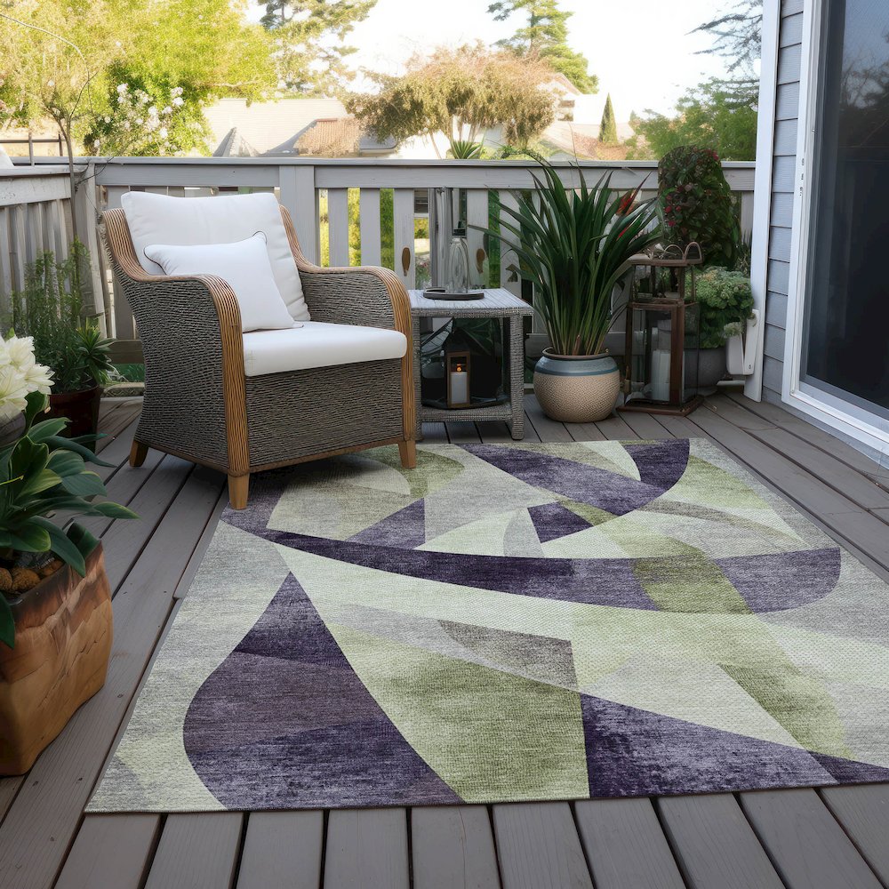 Machine Washable Indoor/Outdoor Chantille Purple 10' x 14' Rug