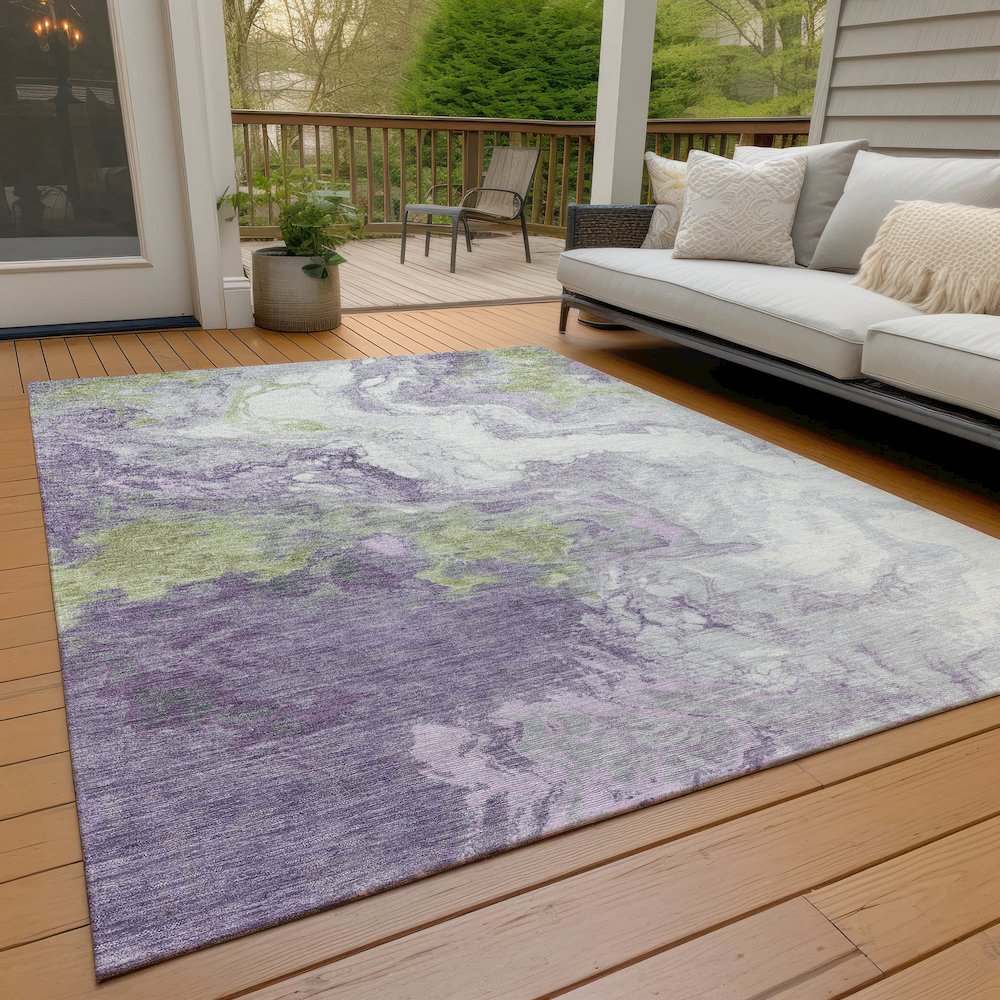Machine Washable Indoor/Outdoor Chantille Lavender 10' x 14' Rug