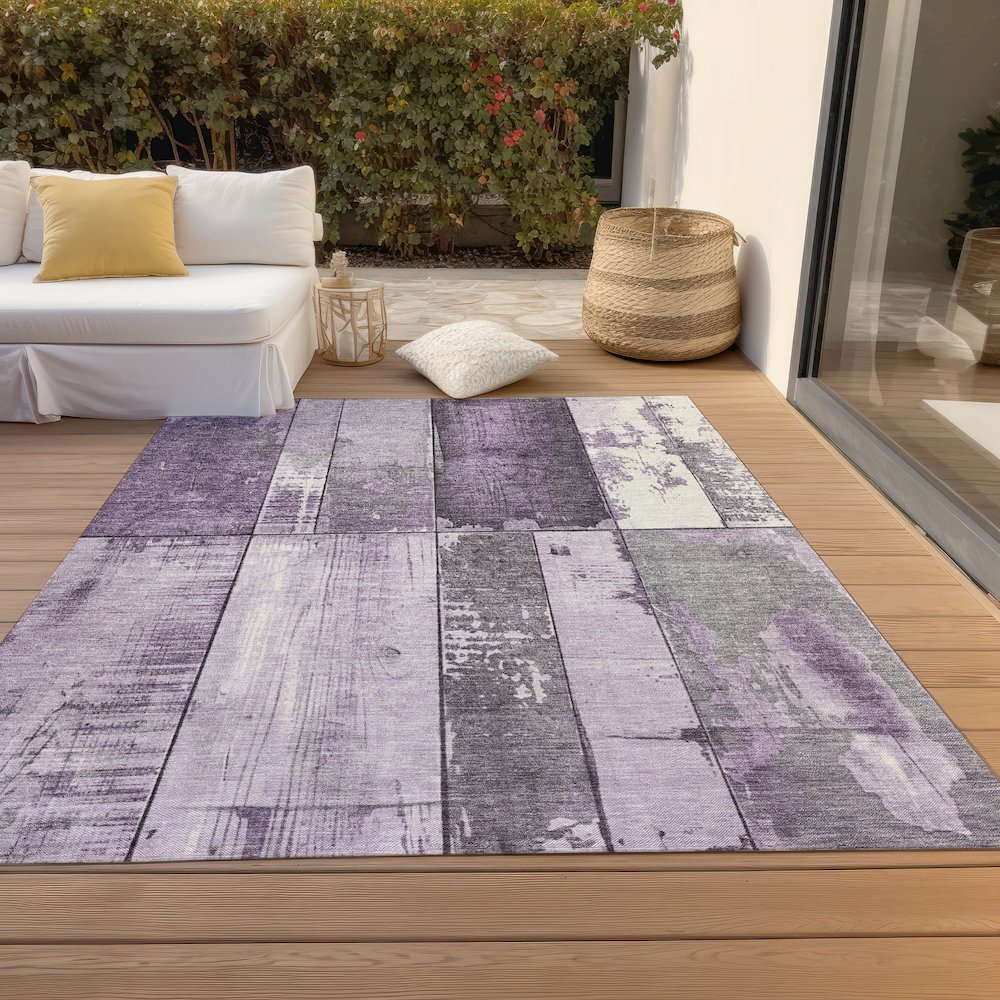 Machine Washable Indoor/Outdoor Chantille Purple 10' x 14' Rug