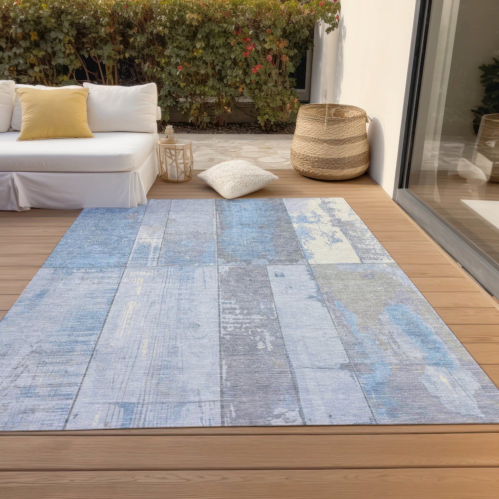Machine Washable Indoor/Outdoor Chantille Sky 10' x 14' Rug