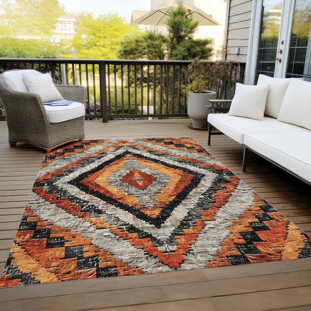 Machine Washable Indoor/Outdoor Chantille Terracotta 10' x 14' Rug