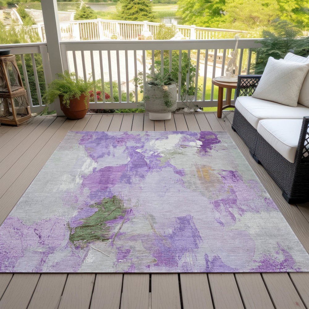 Machine Washable Indoor/Outdoor Chantille Purple 10' x 14' Rug
