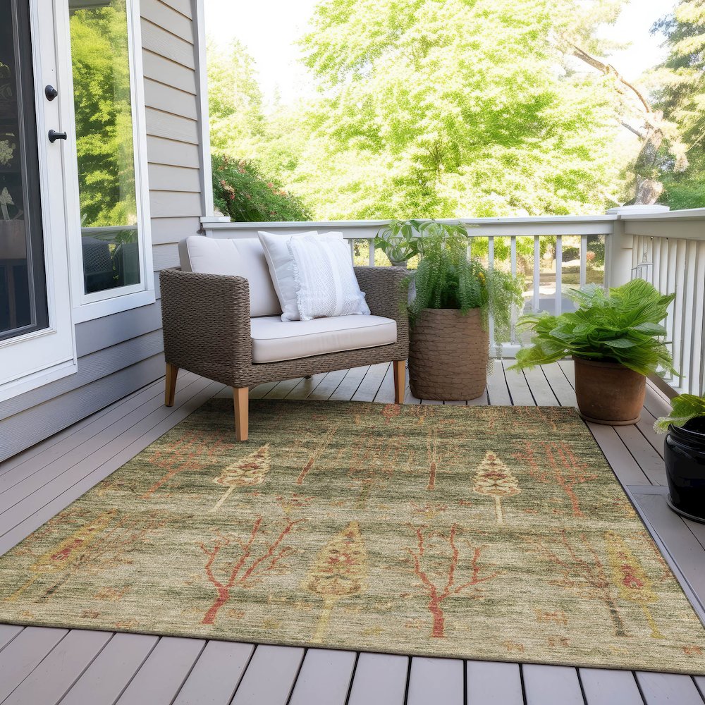Machine Washable Indoor/Outdoor Chantille Aloe 10' x 14' Rug