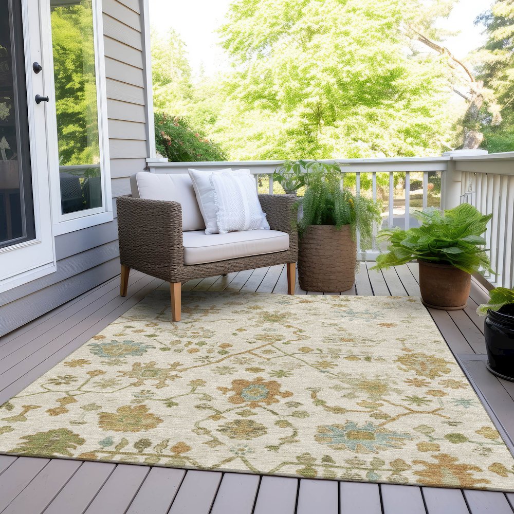 Machine Washable Indoor/Outdoor Chantille Ivory 10' x 14' Rug