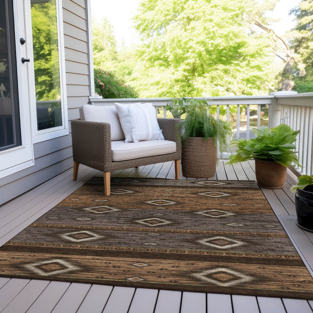 Machine Washable Indoor/Outdoor Chantille Chocolate 10' x 14' Rug