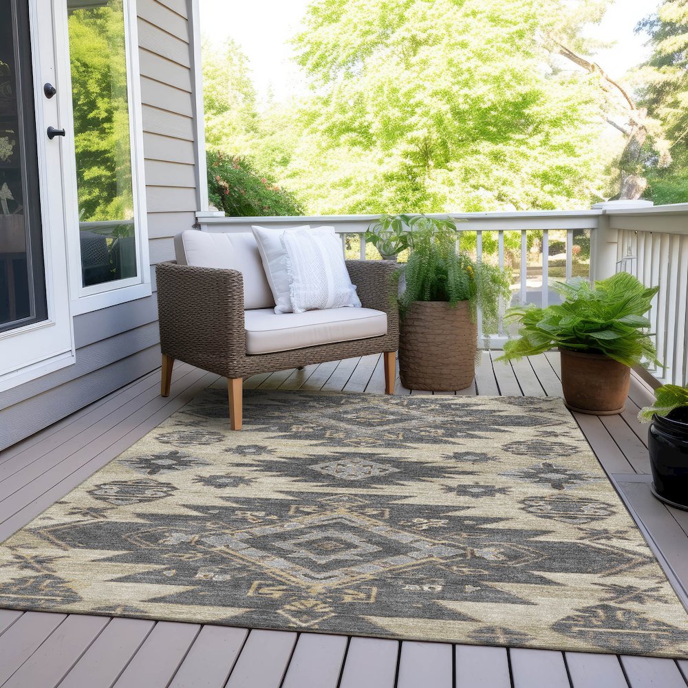 Machine Washable Indoor/Outdoor Chantille Beige 10' x 14' Rug