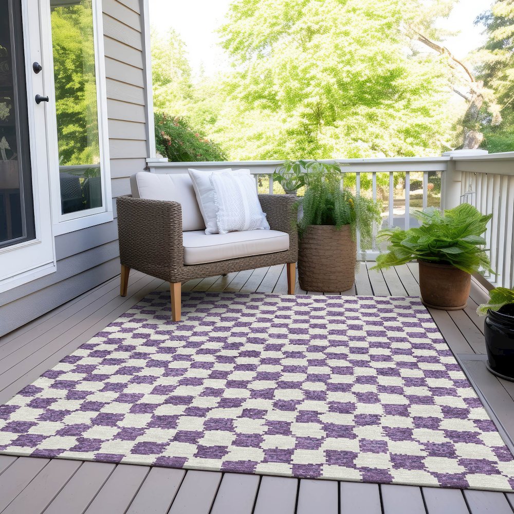 Machine Washable Indoor/Outdoor Chantille Purple 10' x 14' Rug