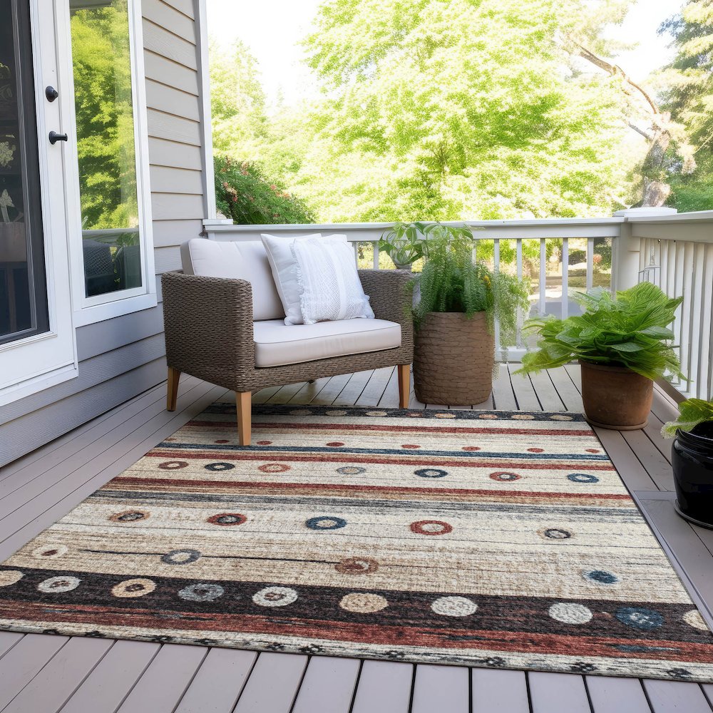 Machine Washable Indoor/Outdoor Chantille Beige 10' x 14' Rug