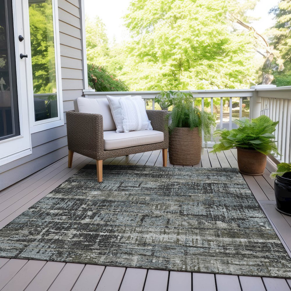 Machine Washable Indoor/Outdoor Chantille Charcoal 10' x 14' Rug