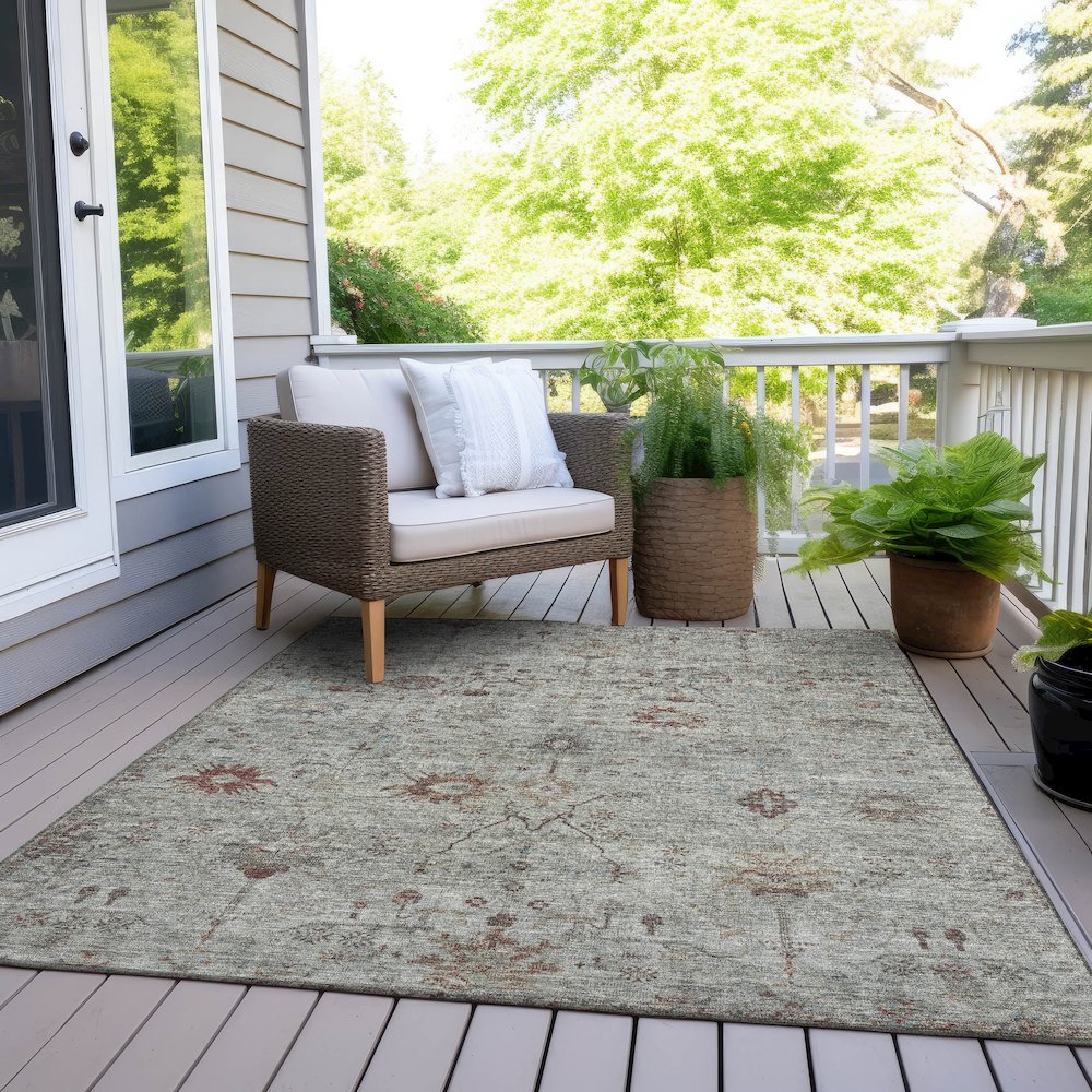Machine Washable Indoor/Outdoor Chantille Gray 10' x 14' Rug