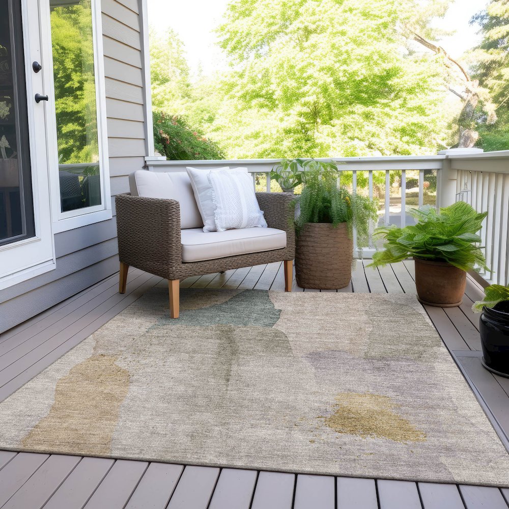 Machine Washable Indoor/Outdoor Chantille Beige 10' x 14' Rug