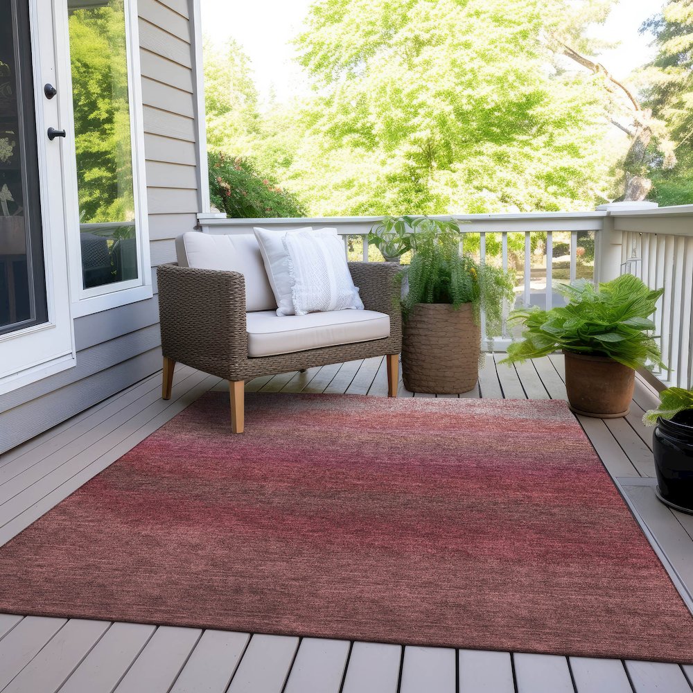 Machine Washable Indoor/Outdoor Chantille Red 10' x 14' Rug